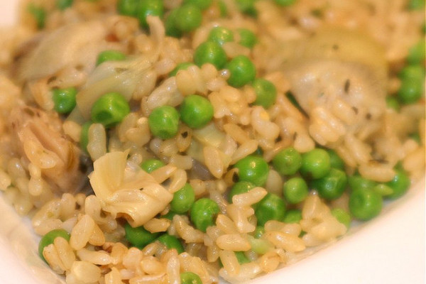 Creamy Rice with Artichokes and Peas
