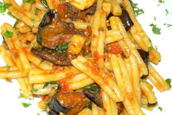 Pasta with Sword Fish and Aubergines